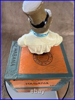 Vintage LAROSA Cigars Figural Humidor Box HABANA COLORADO Cast Metal Tobacciana