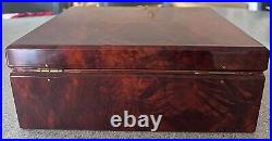 Vintage Lane Ltd. NOS cigar humidor, burled wood, shiny 11 5/16x8 13/16x4 1/4