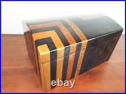 Vintage Large Lacquer 150 Humidor Dome Top Art Deco Style 80s Era Two Tiered Box