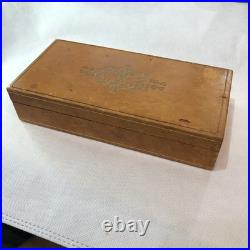 Vintage Leather Box Card Cigarette Cigar Embossed Bridge Brown Tan Wood Humidor