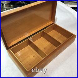 Vintage Leather Box Card Cigarette Cigar Embossed Bridge Brown Tan Wood Humidor