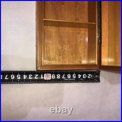 Vintage Leather Box Card Cigarette Cigar Embossed Bridge Brown Tan Wood Humidor