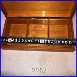 Vintage Leather Box Card Cigarette Cigar Embossed Bridge Brown Tan Wood Humidor