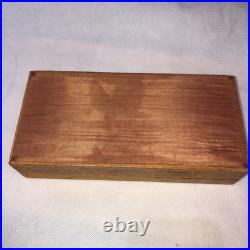 Vintage Leather Box Card Cigarette Cigar Embossed Bridge Brown Tan Wood Humidor