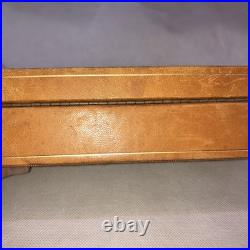 Vintage Leather Box Card Cigarette Cigar Embossed Bridge Brown Tan Wood Humidor