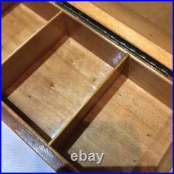 Vintage Leather Box Card Cigarette Cigar Embossed Bridge Brown Tan Wood Humidor