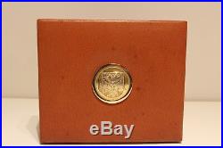 Vintage Luxury Rare Wooden And Leather Cigar Box Humidor With Silver 800 Emblem