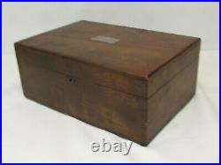 Vintage Mahogany Cigar Humidor Box Porcelain Lined Storage Trinket No Lock