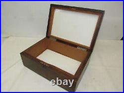 Vintage Mahogany Cigar Humidor Box Porcelain Lined Storage Trinket No Lock