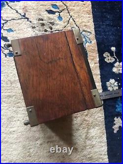 Vintage Mahogany Tin Metal Lined footed Brass Cornered Cigar Tobacco Humidor Box