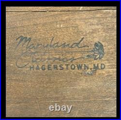 Vintage Maryland Classics Walnut Humidor Keepsake Box Slant Lid Inlaid Crest MCM