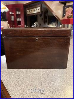 Vintage Milk Glass Lined Wooden Humidor Box As Is