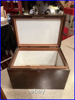 Vintage Milk Glass Lined Wooden Humidor Box As Is