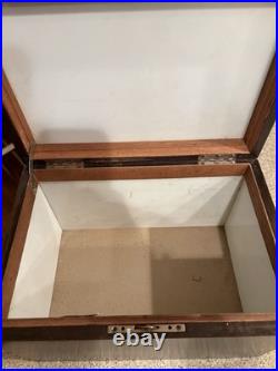 Vintage Milk Glass Lined Wooden Humidor Box As Is