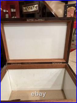 Vintage Milk Glass Lined Wooden Humidor Box As Is