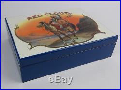 Vintage NOS Colibri Cigar Humidor Wooden Box Red Cloud Indian Chief with Box New