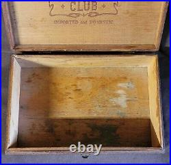 Vintage Officer's Club Wood Cigar Box Boite Nature