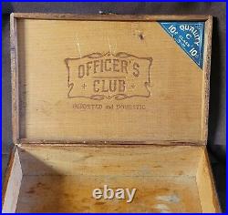 Vintage Officer's Club Wood Cigar Box Boite Nature