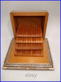 Vintage, Old, Rare, Antique, Handmade Humidor with Wood, Cigar Boxes, 40 Cigar