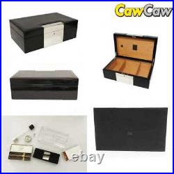 Vintage Rare Gucci Leather Wood Humidor Cigar Case Box Black Silver 37cm Used