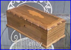 Vintage Royal Jamaica Cigars Inlaid Wood Cigar Tobacco Humidor Lock Box With Keys