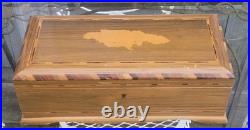 Vintage Royal Jamaica Cigars Inlaid Wood Cigar Tobacco Humidor Lock Box With Keys