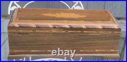 Vintage Royal Jamaica Cigars Inlaid Wood Cigar Tobacco Humidor Lock Box With Keys