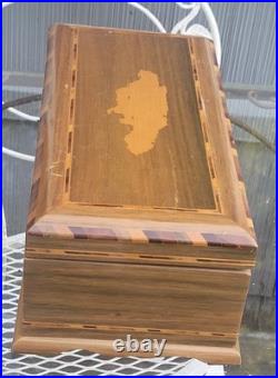 Vintage Royal Jamaica Cigars Inlaid Wood Cigar Tobacco Humidor Lock Box With Keys