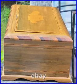 Vintage Royal Jamaica Cigars Inlaid Wood Cigar Tobacco Humidor Lock Box With Keys