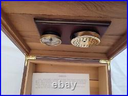 Vintage Spanish Cedar Cigar Humidor Box With Glass Hygrometer and Humidifier