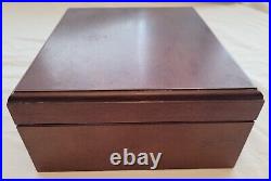 Vintage Spanish Cedar Cigar Humidor Box With Glass Hygrometer and Humidifier