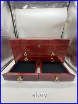 Vintage Thompson & Co. Wood Cigar Humidor Box Lockable Chest with Drawers