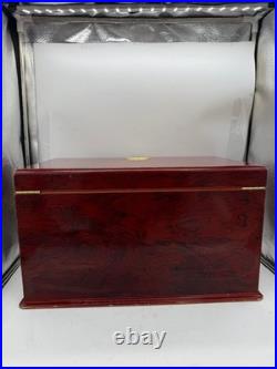 Vintage Thompson & Co. Wood Cigar Humidor Box Lockable Chest with Drawers