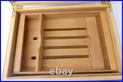 Vintage Used Wood Box Cigar Humidor Black Rectangular Chest Temperature Control