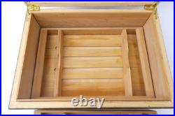 Vintage Used Wood Box Cigar Humidor Black Rectangular Chest Temperature Control