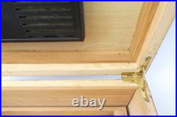 Vintage Used Wood Box Cigar Humidor Black Rectangular Chest Temperature Control