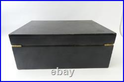 Vintage Used Wood Box Cigar Humidor Black Rectangular Chest Temperature Control