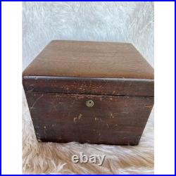 Vintage Walnut Tabletop Cigar Tobacco Humidor Box Humidifier Wood Case MCM