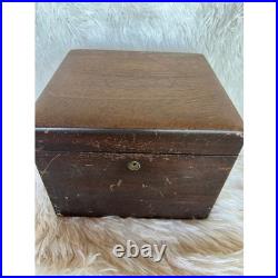 Vintage Walnut Tabletop Cigar Tobacco Humidor Box Humidifier Wood Case MCM