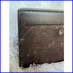 Vintage Walnut Tabletop Cigar Tobacco Humidor Box Humidifier Wood Case MCM