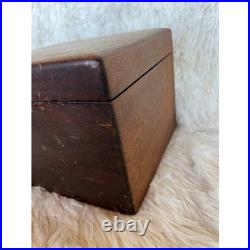 Vintage Walnut Tabletop Cigar Tobacco Humidor Box Humidifier Wood Case MCM