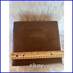 Vintage Walnut Tabletop Cigar Tobacco Humidor Box Humidifier Wood Case MCM