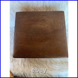 Vintage Walnut Tabletop Cigar Tobacco Humidor Box Humidifier Wood Case MCM