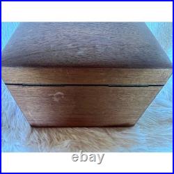 Vintage Walnut Tabletop Cigar Tobacco Humidor Box Humidifier Wood Case MCM