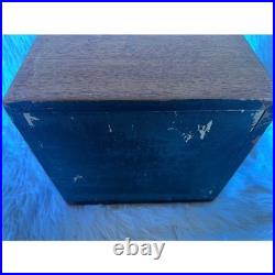 Vintage Walnut Tabletop Cigar Tobacco Humidor Box Humidifier Wood Case MCM