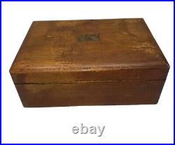 Vintage Walnut Wooden Brass Cigar Humidor Box Lined