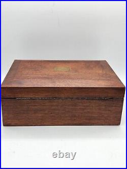 Vintage Wood Cigar Humidor Box White Milk Glass Lined Read Description