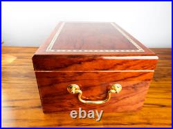 Vintage Wood Humidor Travel Storage Case Inlaid Decorative Box Cigar Storage