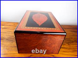 Vintage Wood Humidor Travel Storage Case Inlaid Decorative Box Tobacco Leaf