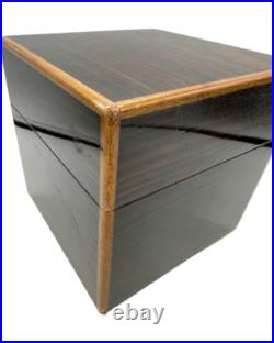 Vintage Wood Wooden Cigar Humidor Box 6.5 x 7H